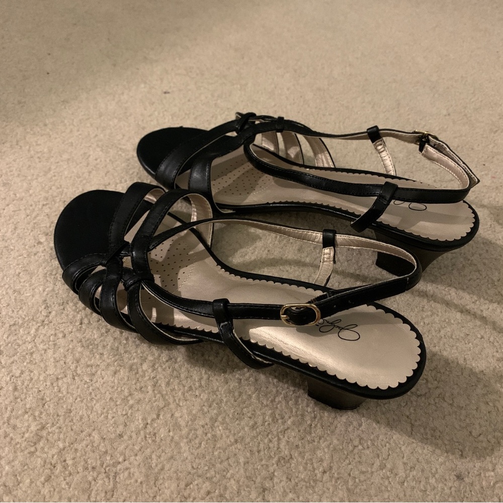 black strappy heels